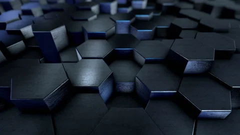 Dark Blue Metalic Hexagons Stock Footage 227464834