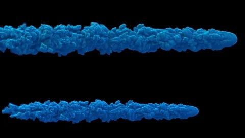 Dark blue meteor or asteroid trail smokes, with alpha mask Stock Footage 83428871