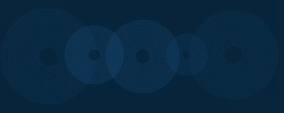 Dark Blue Minimal Geometric Pattern Background with Concentric Circles, Mul.. Stock Illustration