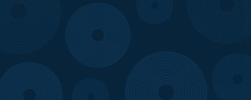 Dark Blue Minimal Geometric Pattern Background With Large Concentric Circle.. Stock Illustration