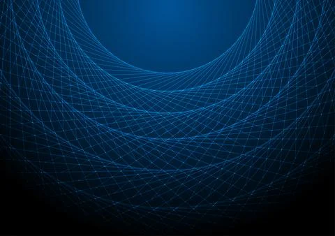 Dark blue minimal round lines abstract futuristic tech background Illustrazione stock