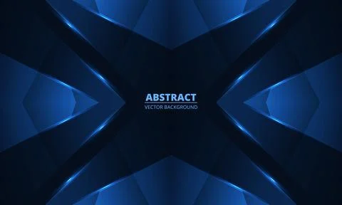 Dark blue modern abstract background with glowing geometric angles arrows and Stock Illustration