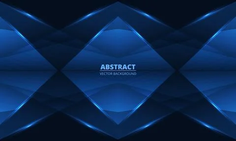 Dark blue modern abstract background with geometric shapes and glowing lines. Stock Illustration