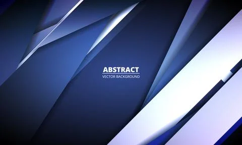 Dark blue modern abstract background with blue and white 3D geometric shapes. Illustrazione stock