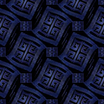 Dark blue modern geometric seamless pattern  background wallpaper with vintag Stock Illustration