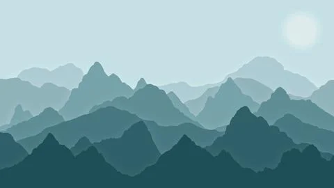 Dark Blue Mountain Outline Abstract Image Background Illustrazione stock