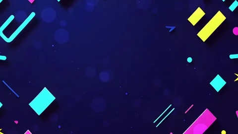 Dark blue neon memphis background with double particle overlay Stock Footage 302855213