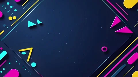 Dark blue neon memphis background with particle Stock Footage 302855215