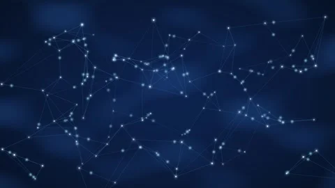 Dark blue network with data pulses traveling between glowing nodes Vídeos de archivo 348272678