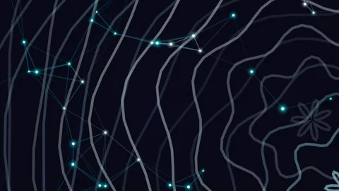 A dark blue network with glowing nodes and connected lines Video stock 330075868