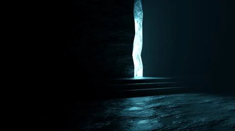Dark Blue Night cave 3d rendering, empty abstract background. Stock Illustration