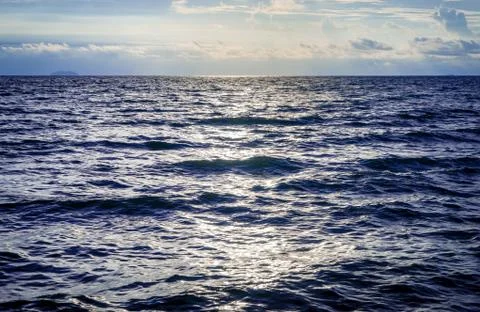 Dark Blue Ocean wave on dramatic sky Stockfoto's