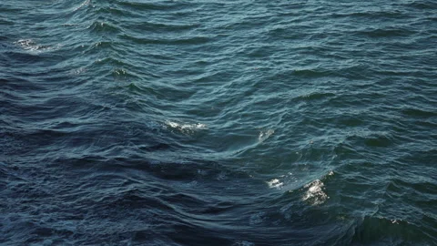 Dark blue ocean waves with whitecaps seen from a moving ship Stock-Footage 347827006