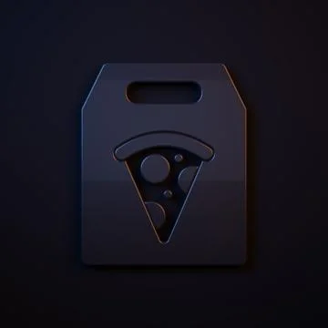 Dark-blue Online ordering and fast pizza delivery icon isolated on black ba.. Stock Illustration