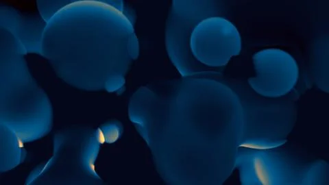 Dark blue or teal dense amorphic bubbles float - abstract 3D illustration Stock Illustration
