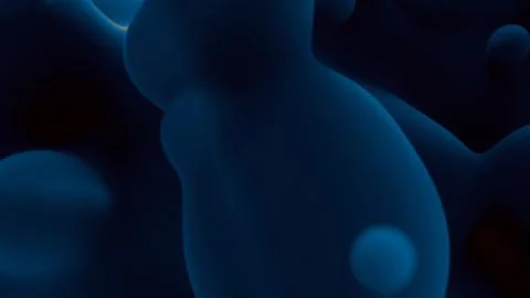 Dark blue or teal dense morphed forms float - abstract 3D illustration Stock Illustration