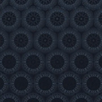 Dark blue ornate circles pattern background texture Stock Illustration
