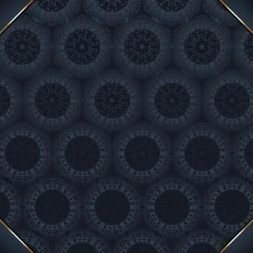 Dark blue ornate pattern background design template Stock Illustration