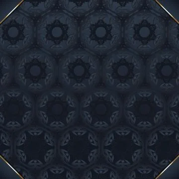 Dark Blue Ornate Pattern Background, Invitation Design Stock Illustration