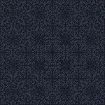 Dark blue ornate seamless pattern textile design background Stock Illustration