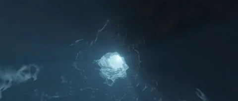 Dark blue outer space alien planet cavern, fast circling flythrough. Stock Footage 150280158