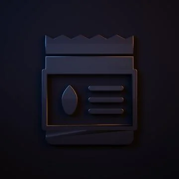 Dark-blue Pack full of seeds of a specific plant icon isolated on black bac.. Stock Illustration