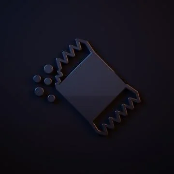 Dark-blue Packet of pepper icon isolated on black background. Minimalism co.. Stock Illustration