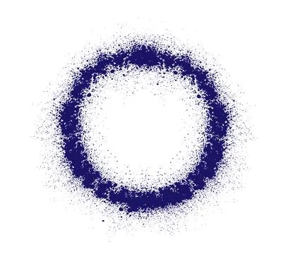 Dark blue paint splatter circle on white background, frame for text. Vector Stock Illustration