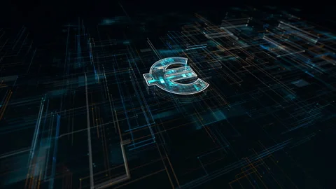 Dark blue particle Money logo crypto currency concept and digital money Stock Footage 242524692