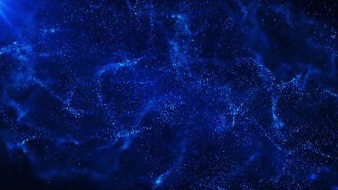 Dark Blue Particles Floating On Black Background Video stock 142629217