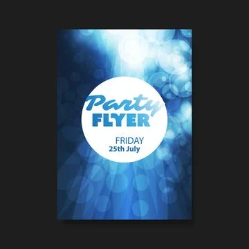Dark Blue Party Flyer or Cover Design with Blurred, Wavy, Bubbly Abstract P.. Stock Illustration