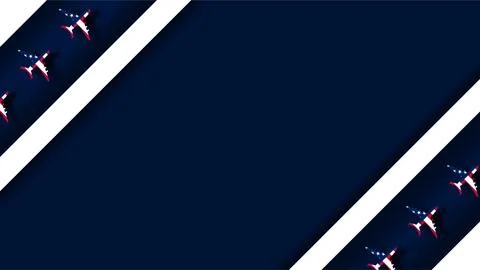 Dark Blue Patriotic Background Template with Diagonal White Stripes and Fly.. Stock Illustration