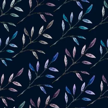 Dark blue pattern with twigs Stock Illustration