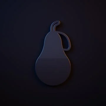 Dark-blue Pear icon isolated on black background. Fruit with leaf symbol. M.. Stock Illustration