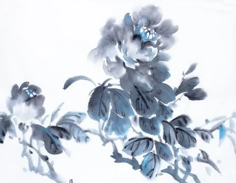Dark blue peony Stock Illustration