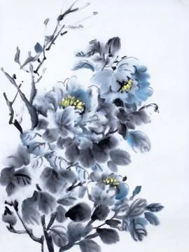 Dark blue peony Stock Illustration