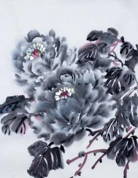 Dark blue peony Stock Illustration