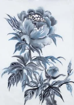 Dark blue peony Stock Illustration