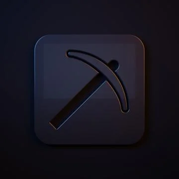 Dark-blue Pickaxe icon isolated on black background. Minimalism concept. 3D.. Stock Illustration