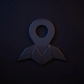 Dark-blue Placeholder on map paper in perspective icon isolated on black ba.. 库存插图