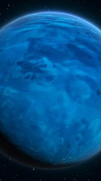 Dark blue planet glowing in deep space with stars, cosmic atmosphere, and d.. 스톡 일러스트