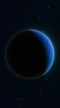 Dark blue planet glowing in deep space with a starry cosmic background, evo.. Stock Illustration