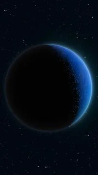 Dark blue planet glowing in deep space with a starry cosmic background, evo.. Stock Illustration