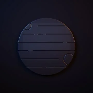 Dark-blue Planet icon isolated on black background. Minimalism concept. 3D .. 스톡 일러스트