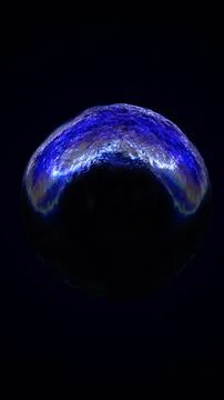 Dark blue planet-like sphere with electric aurora texture and glowing rim l.. Stock Illustration