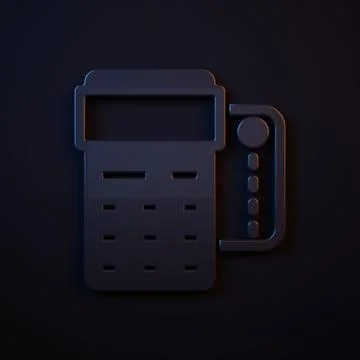 Dark-blue POS terminal with inserted credit card and printed reciept icon i.. Stock Illustration