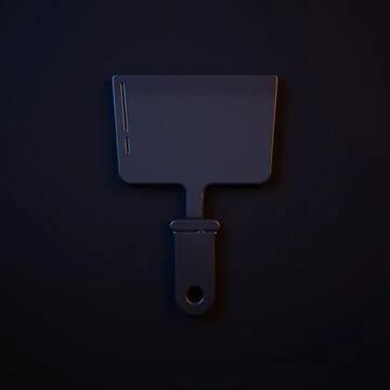 Dark-blue Putty knife icon isolated on black background. Spatula repair too.. Stock Illustration
