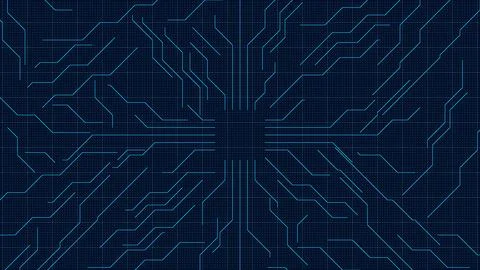 Dark Blue Radiating Circuit Frame Vector Stock Illustration