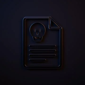Dark-blue Radiation warning document icon isolated on black background. Tex.. Illustrazione stock