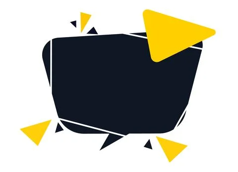 Dark blue rectangular abstract box, Horizontal banner with yellow triangle, C Stock Illustration